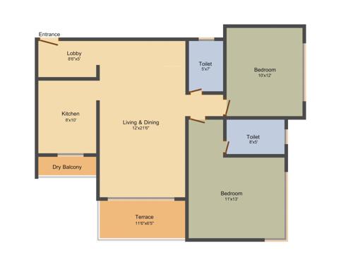 PRA The Cove (2BHK+2T (1,087 sq ft) 1087 sq ft)