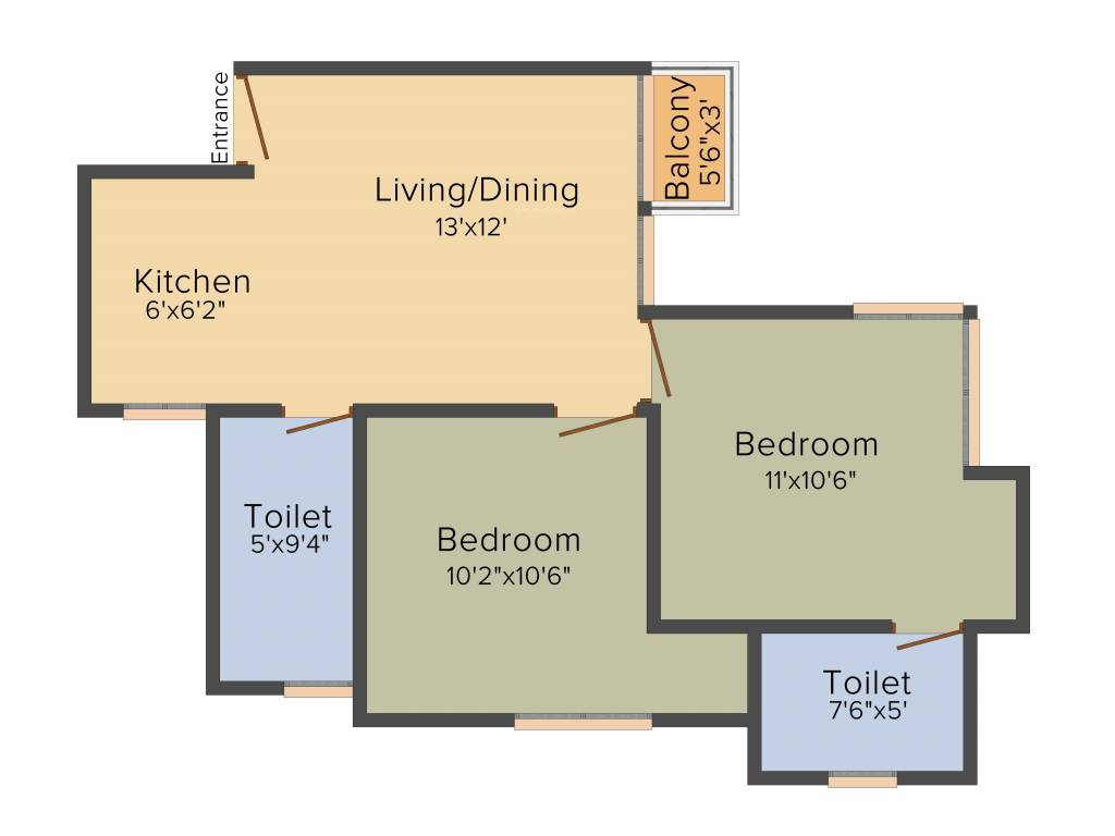 Jaypee Aman 2 (2BHK+2T (850 sq ft) 850 sq ft)