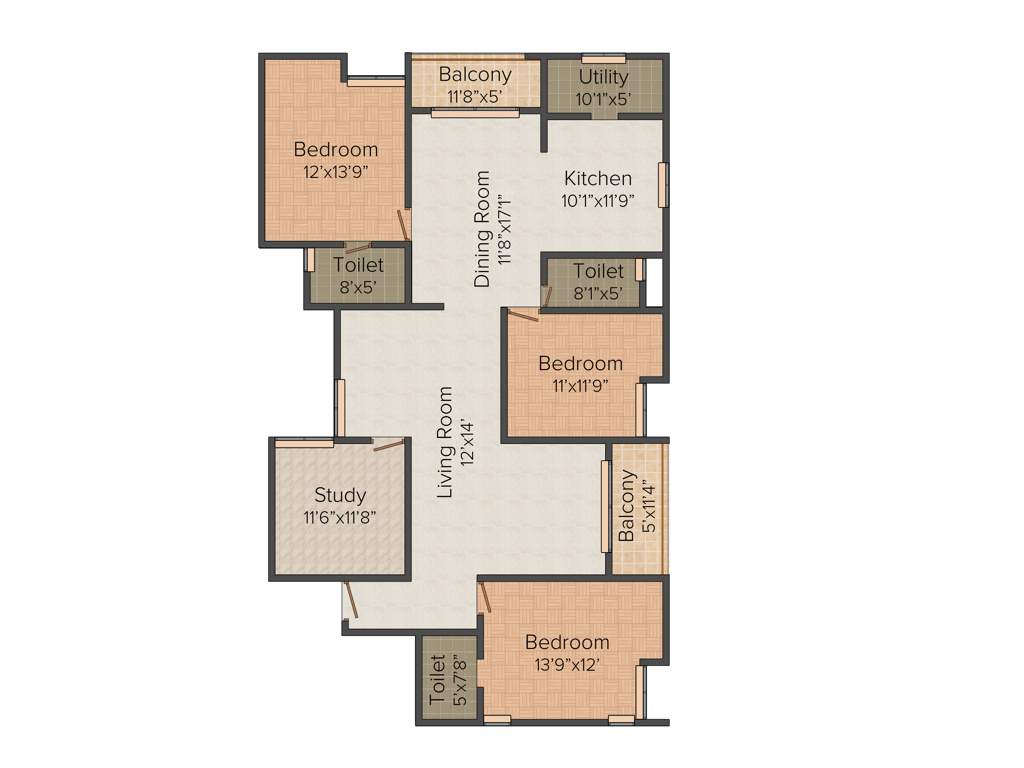 Jain Surabhi (3BHK+3T (2,152 sq ft) + Study Room 2152 sq ft)