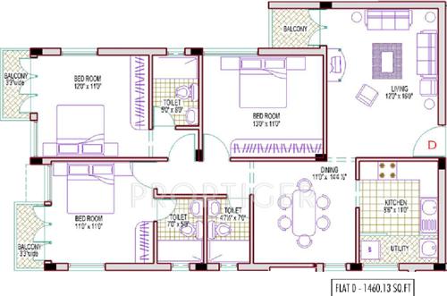 Shree Ayshwarya Prapancha (3BHK+3T (1,460 sq ft) 1460 sq ft)