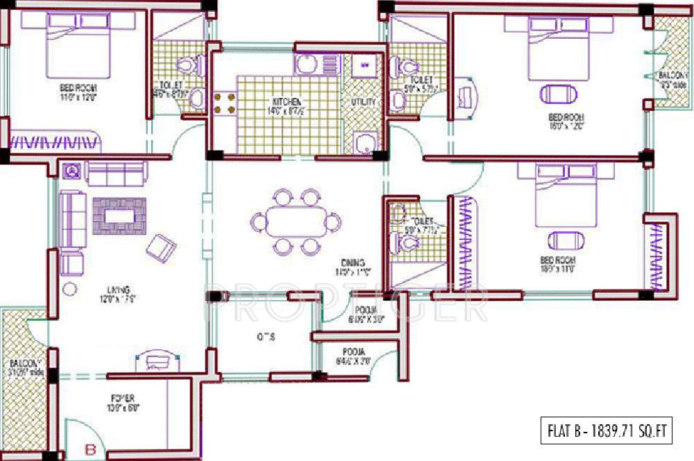 Shree Ayshwarya Prapancha (3BHK+3T (1,839 sq ft) 1839 sq ft)