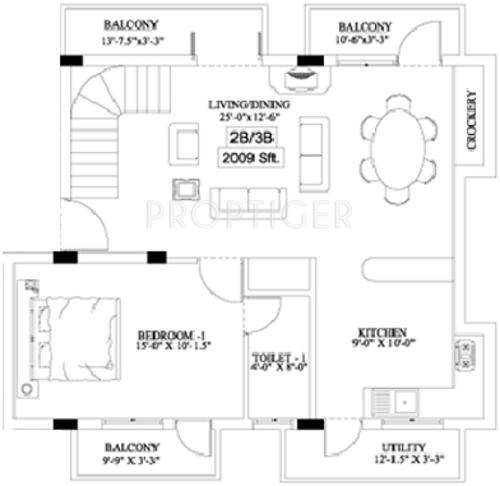 India The Feldspar Faerie (3BHK+3T (2,009 sq ft) 2009 sq ft)
