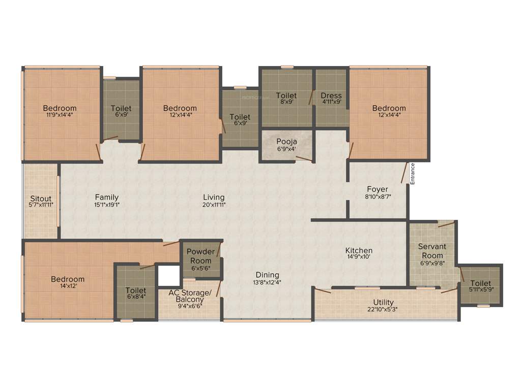 Brigade No 7 (4BHK+5T (3,350 sq ft) + Servant Room 3350 sq ft)