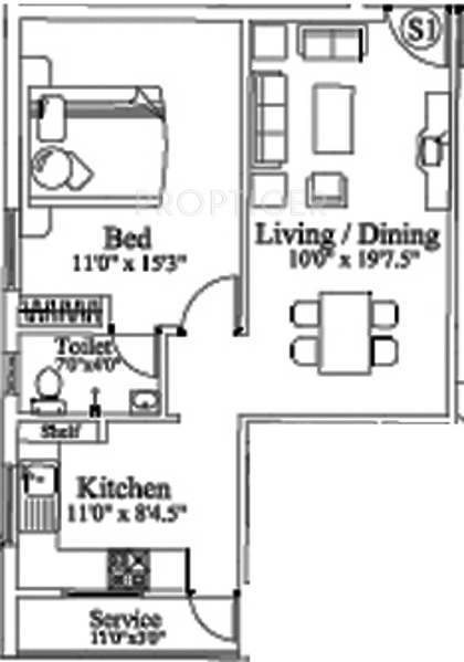 Shriram Aashirvad Apartment (1BHK+1T (727 sq ft) 727 sq ft)