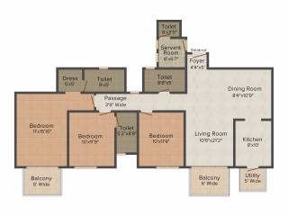 Silverglades The Melia (3BHK+3T (1,750 sq ft) + Servant Room 1750 sq ft)