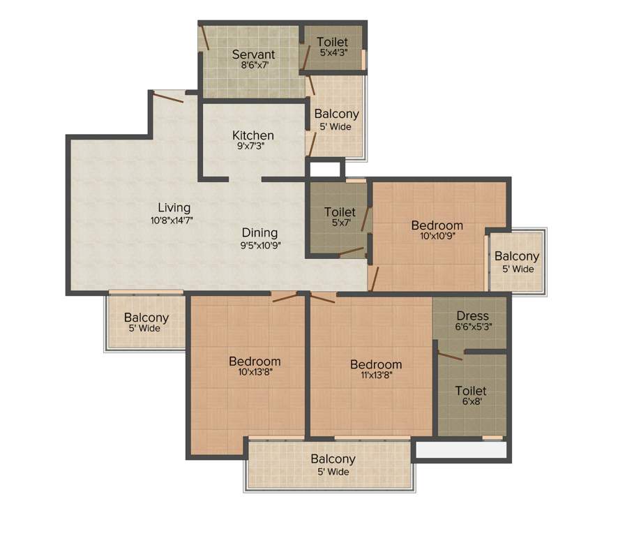 Nirala Greenshire (3BHK+3T (1,670 sq ft) + Servant Room 1670 sq ft)