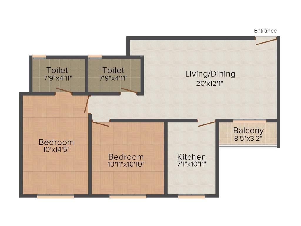 Ideal Grand (2BHK+2T (1,110 sq ft) 1110 sq ft)