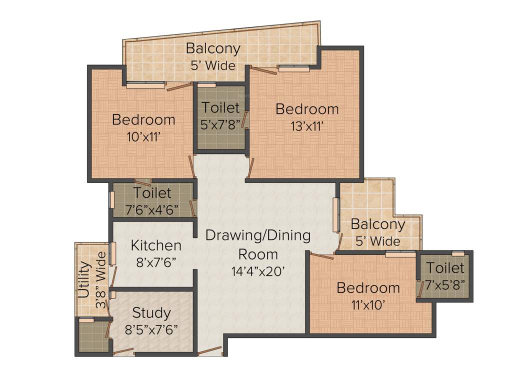 Radicon Vedantam (3BHK+4T (1,495 sq ft) + Study Room 1495 sq ft)