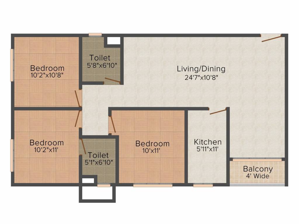 Lemon Lemon Botany (3BHK+3T (1,297 sq ft) 1297 sq ft)