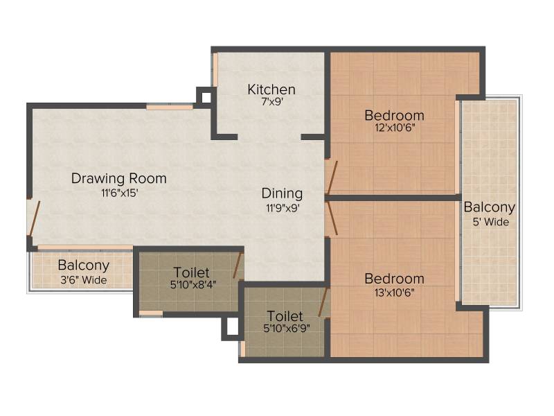 AR Elysium Homes (2BHK+2T (1,185 sq ft) 1185 sq ft)