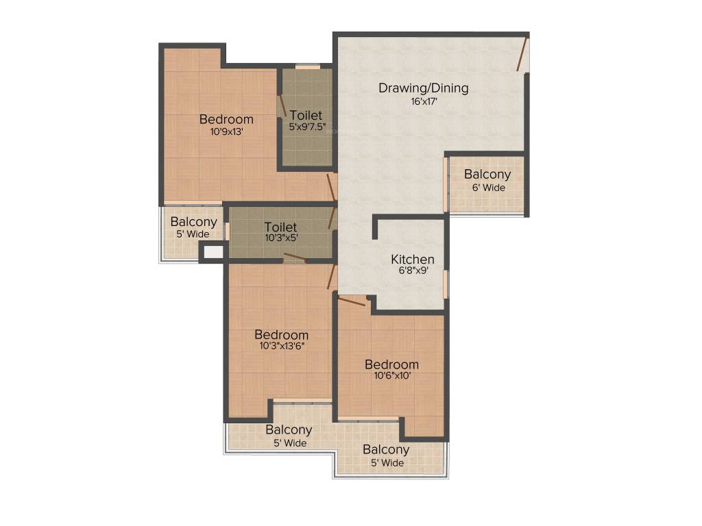 AR Reflections (3BHK+2T (1,485 sq ft) 1485 sq ft)