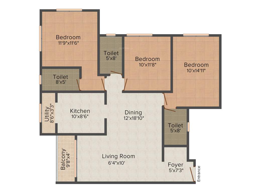Ideal Ideal Unique Residency (3BHK+3T (1,690 sq ft) 1690 sq ft)