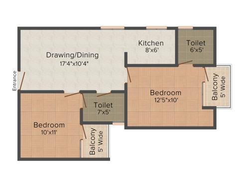 Grah Green View Heights (2BHK+2T (950 sq ft) 950 sq ft)