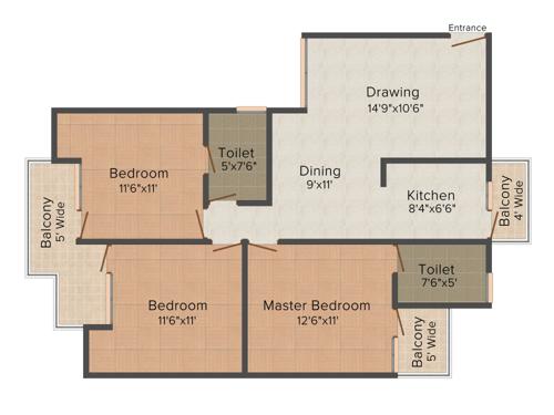 Grah Green View Heights (3BHK+3T (1,350 sq ft) 1350 sq ft)