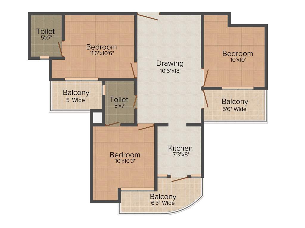 Uninav Heights (3BHK+2T (1,235 sq ft) 1235 sq ft)