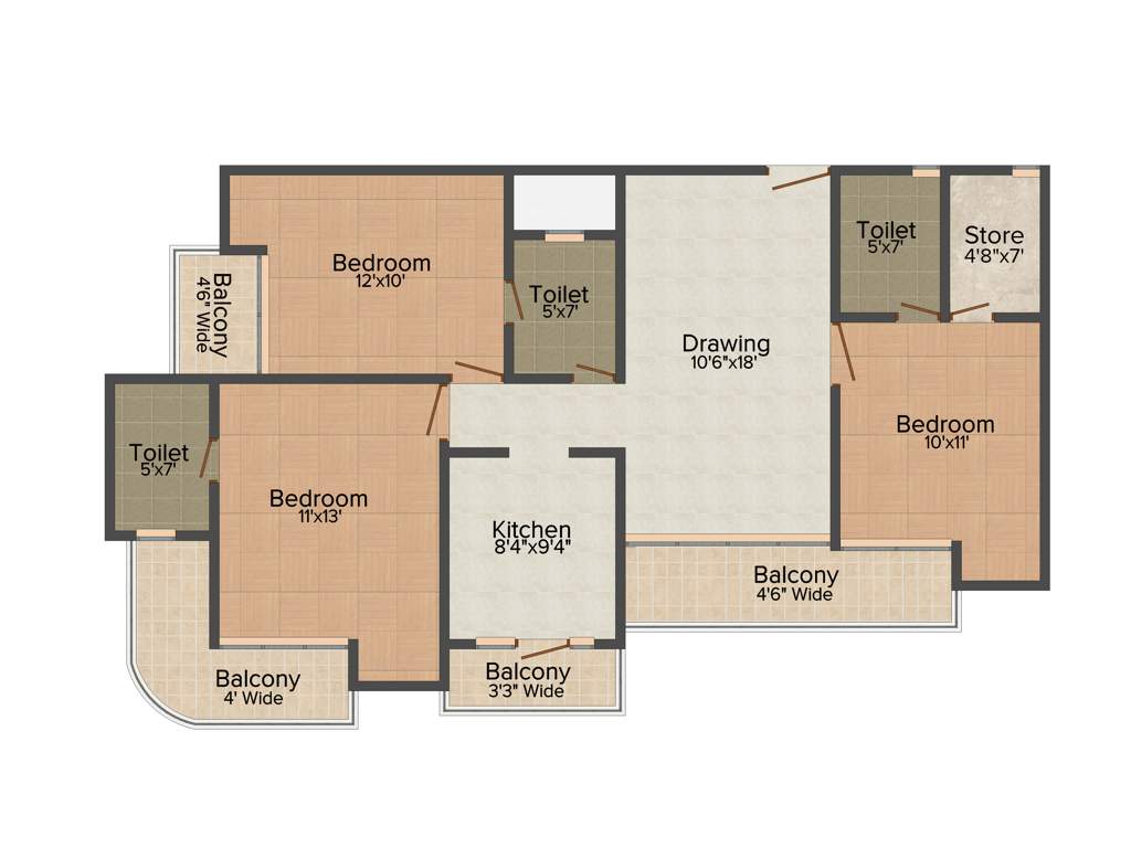 Uninav Heights (3BHK+3T (1,515 sq ft) 1515 sq ft)