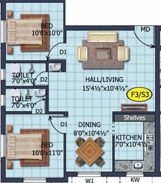 MS Foundations Mahilam (2BHK+2T (800 sq ft) 800 sq ft)