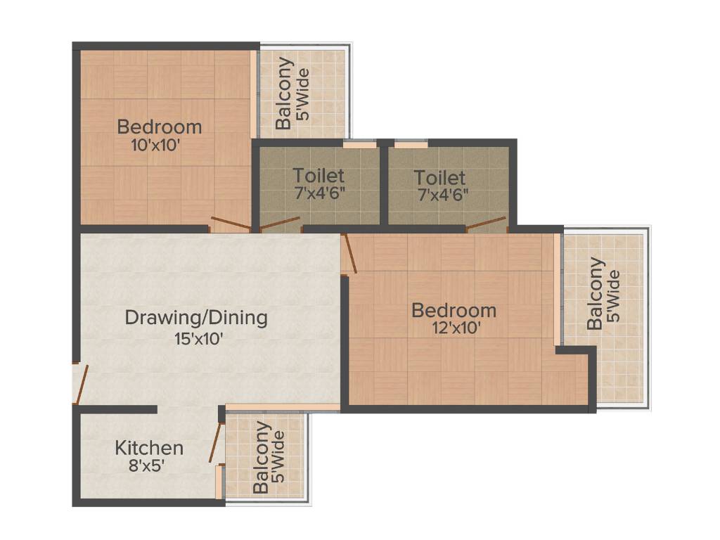 Krishna 3 Dimension (2BHK+2T (910 sq ft) 910 sq ft)