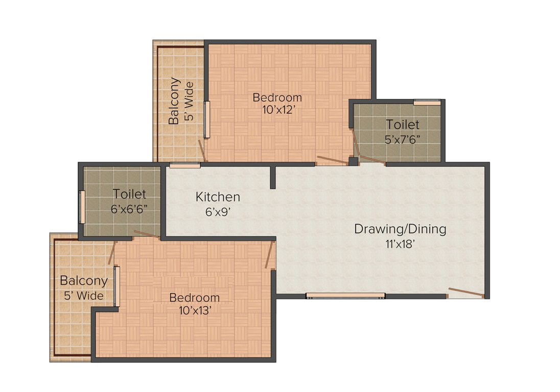 SCC Heights (2BHK+2T (1,025 sq ft) 1025 sq ft)