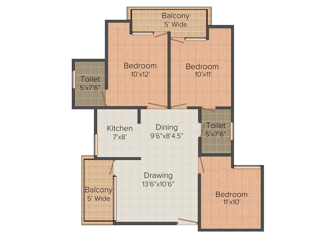 SCC Heights (3BHK+2T (1,250 sq ft) 1250 sq ft)