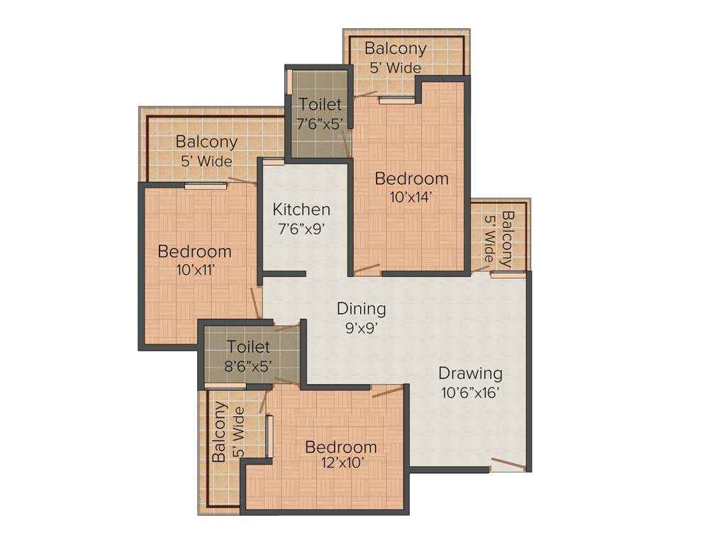 SCC Heights (3BHK+2T (1,350 sq ft) 1350 sq ft)