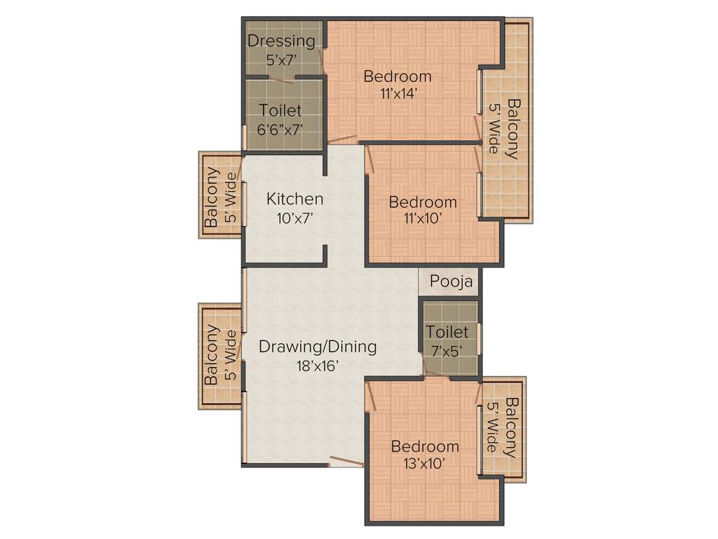 SCC Heights (3BHK+2T (1,575 sq ft) 1575 sq ft)