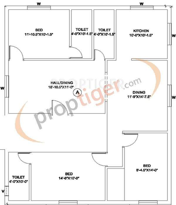Revathy Kattupakkam Floor Plan (3BHK+3T)