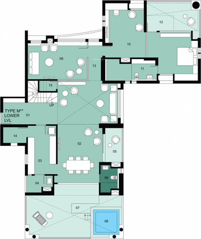  upohar Floor Plan Lower Level Duplex Plan