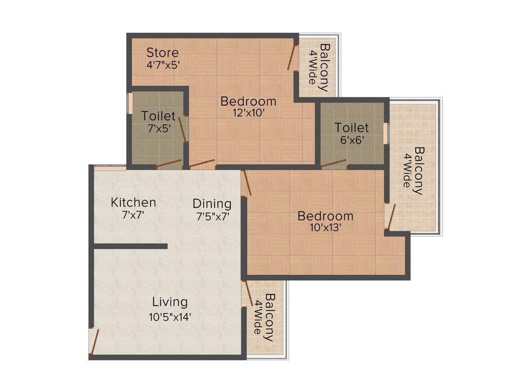 Gaursons 6th Avenue (2BHK+2T (980 sq ft) 980 sq ft)