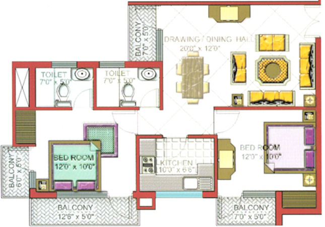 Quantum Residency (2BHK+2T (1,127 sq ft) 1127 sq ft)
