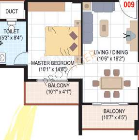 SLS Sunrise (2BHK+2T (1,075 sq ft) 1075 sq ft)