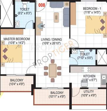 SLS Sunrise (2BHK+2T (1,251 sq ft) 1251 sq ft)