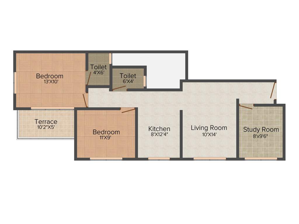 Anshul Realties Lilika 2BHK+2T (975 sq ft) Study Room