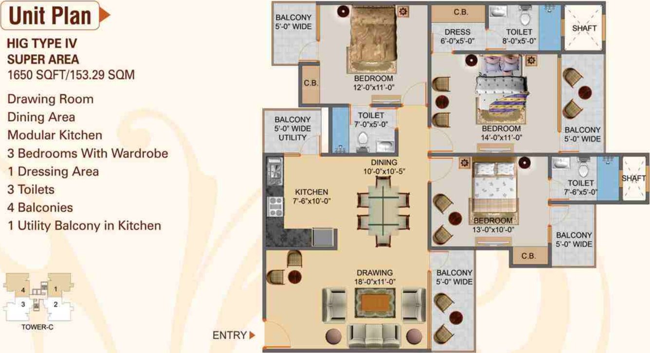Hawelia Valencia Homes (3BHK+3T (1,650 sq ft) 1650 sq ft)