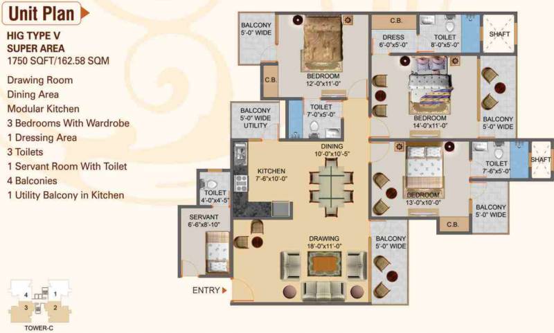 Hawelia Valencia Homes (3BHK+4T (1,750 sq ft)   Servant Room 1750 sq ft)