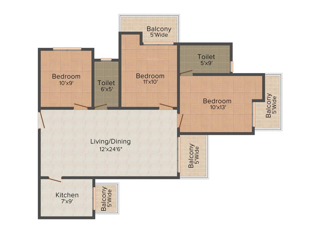 Morpheus Bluebell (3BHK+2T (1,275 sq ft) 1275 sq ft)