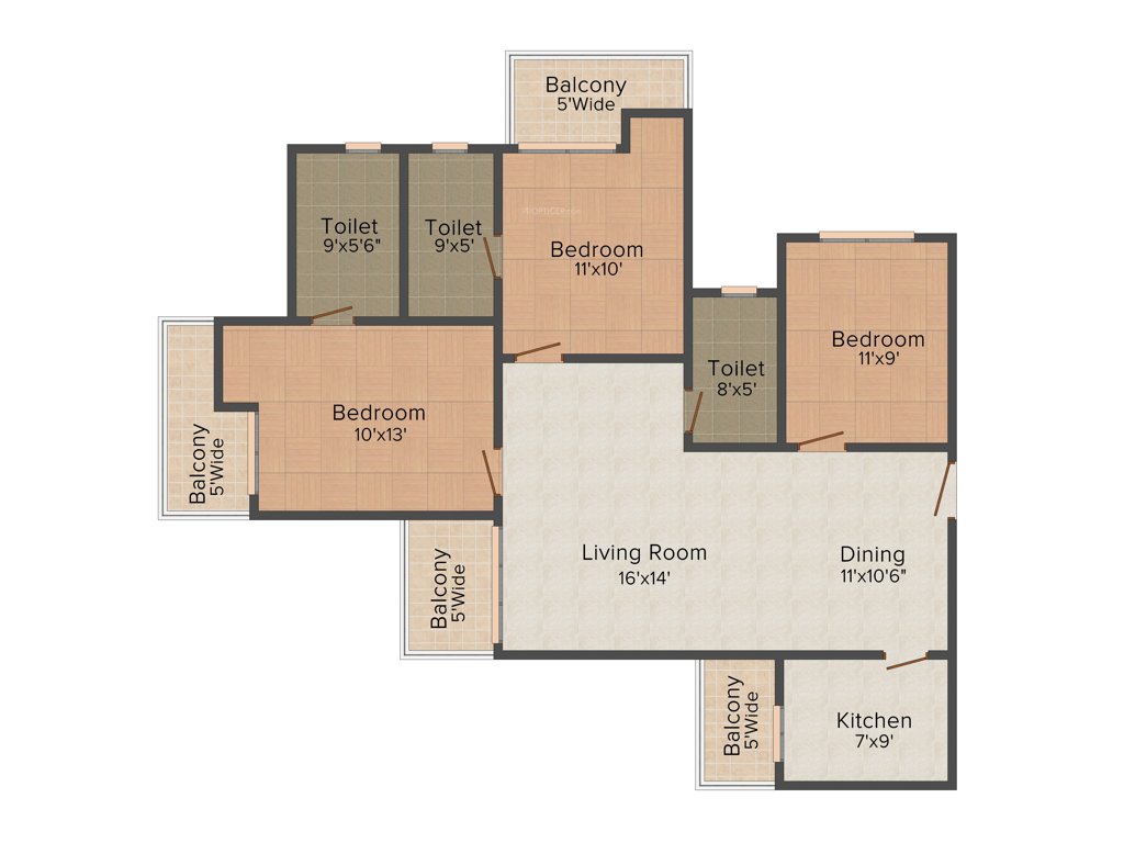 Morpheus Bluebell (3BHK+3T (1,400 sq ft) 1400 sq ft)