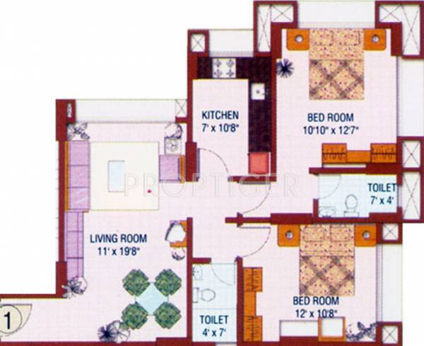Runwal Hills (2BHK+2T (950 sq ft) 950 sq ft)