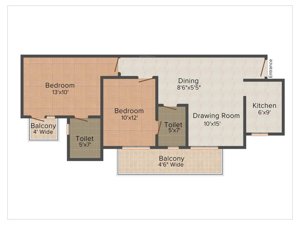 Capital Greens Phase 1 (2BHK+2T (1,037 sq ft) 1037 sq ft)