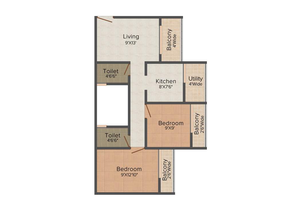 JP Harmony (2BHK+2T (995 sq ft) 995 sq ft)