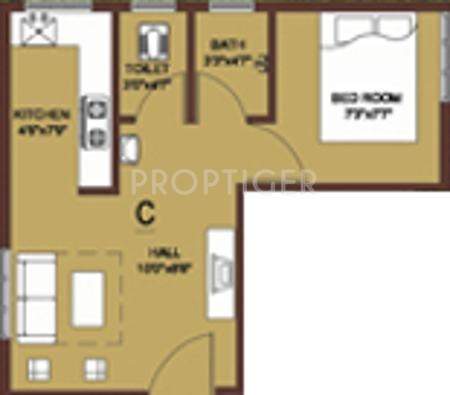 Arun Excello Villa Juhu Beach Floor Plan (1BHK+1T)
