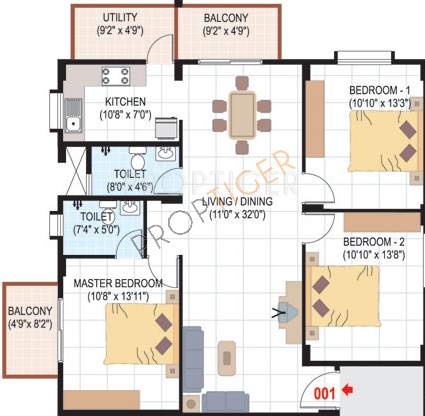 SLS Sunrise (3BHK+2T (1,491 sq ft) 1491 sq ft)