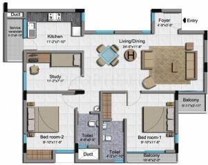 BBCL Navarathina (2BHK+2T (1,295 sq ft)   Study Room 1295 sq ft) BBCL Navarathina (2BHK+2T (1,295 sq ft)   Study Room 1295 sq ft)