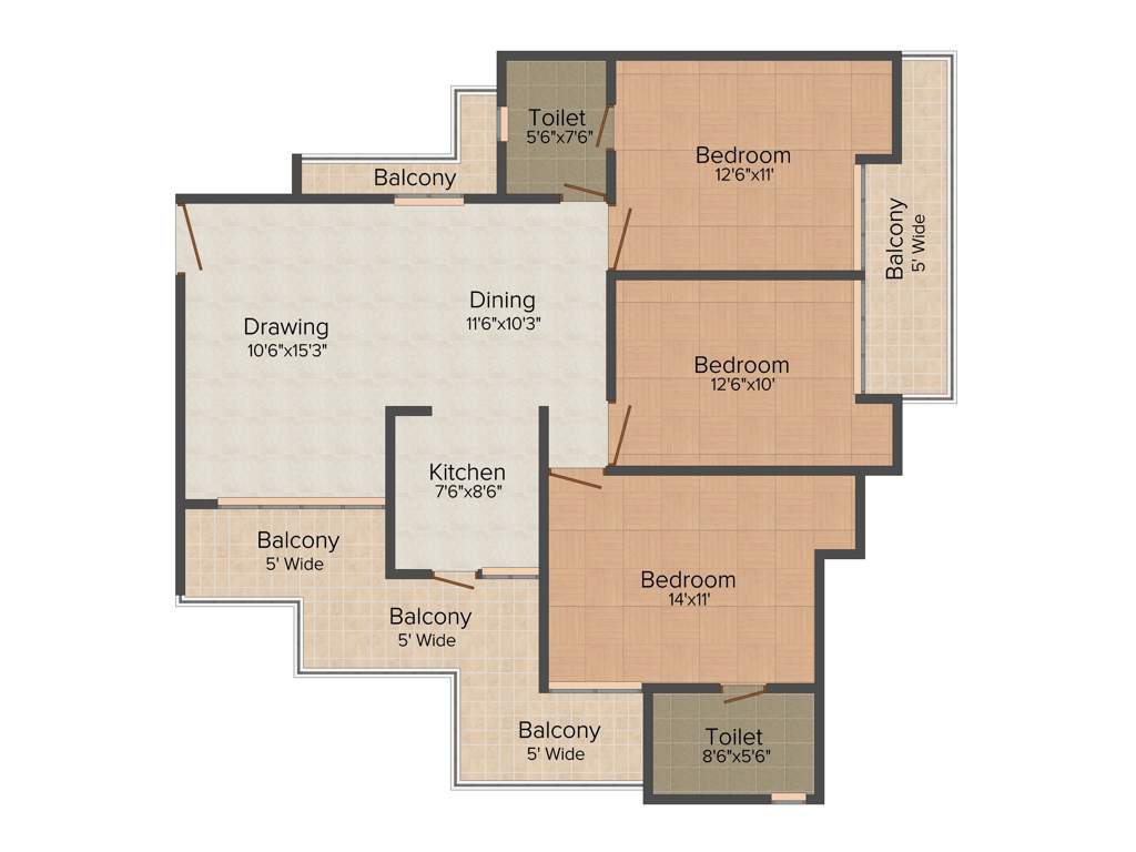 Arihant Ambience (3BHK+2T (1,525 sq ft) 1525 sq ft)