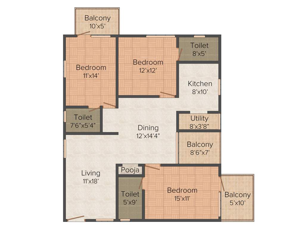 Sraddha White Cliff (3BHK+3T (1,695 sq ft) 1695 sq ft)