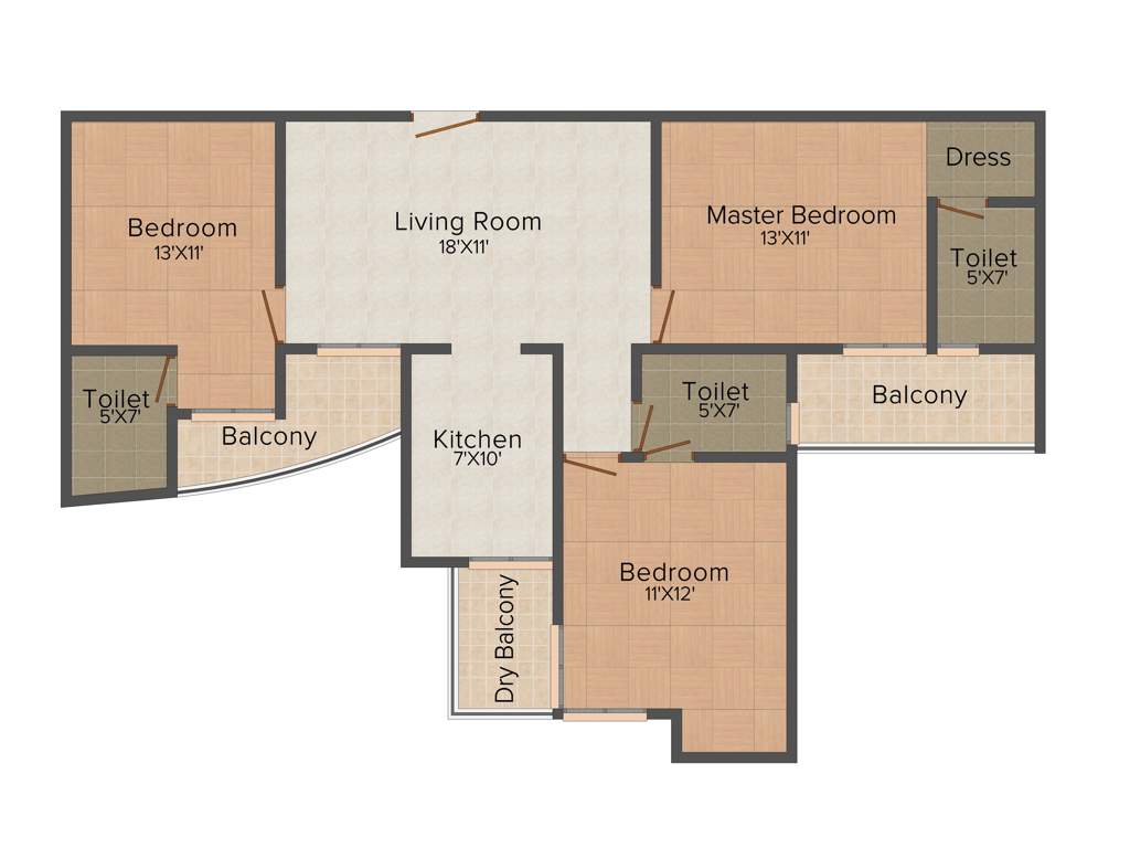 Sarvottam KSN Royal Palms (3BHK+3T (1,550 sq ft) 1550 sq ft)