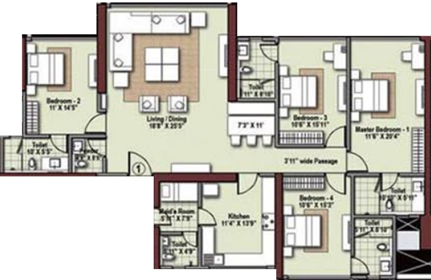 Raheja Imperia I (4BHK+5T (1,820 sq ft) 1820 sq ft)