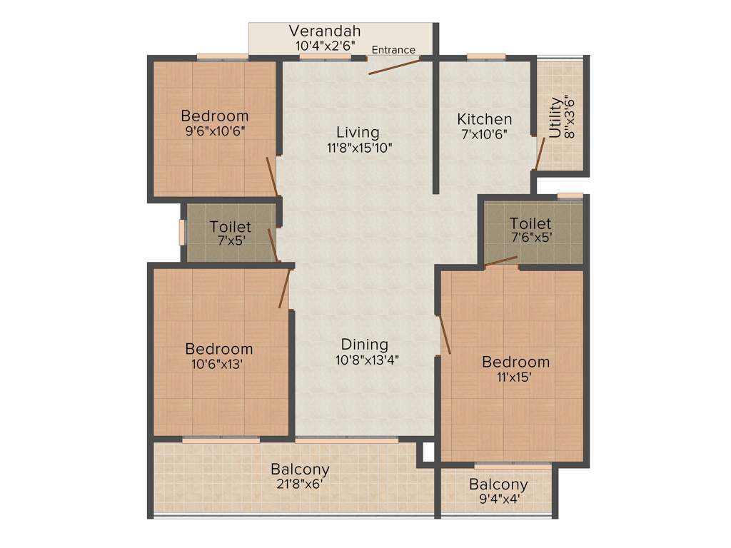  80 Trees (3BHK+2T (1,477 sq ft) 1477 sq ft)
