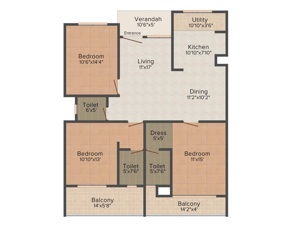  80 Trees (3BHK+3T (1,716 sq ft) 1716 sq ft)