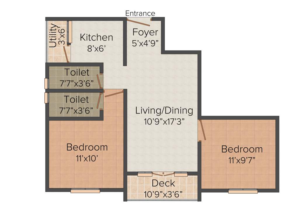 Colorhomes Crest (2BHK+2T (874 sq ft) 874 sq ft)